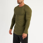 Long Form Fitting Longsleeve T-Shirt // Army Green (S)