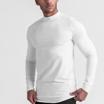 Mock Neck Longsleeve T-Shirt // White (S)