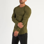 Long Form Fitting Longsleeve T-Shirt // Army Green (S)