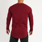 Long Form Fitting Longsleeve T-Shirt // Burgundy (M)