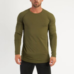 Long Form Fitting Longsleeve T-Shirt // Army Green (S)