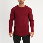 Long Form Fitting Longsleeve T-Shirt // Burgundy (M)