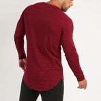 Long Form Fitting Longsleeve T-Shirt // Burgundy (M)