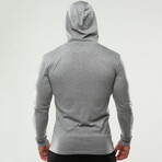 Long Sleeve Form Fitting Hoodie // Solid Gray (L)