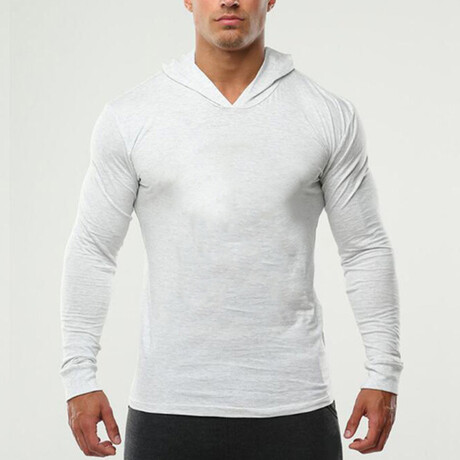 Long Sleeve Form Fitting Hoodie // Solid White (XS)
