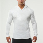 Long Sleeve Form Fitting Hoodie // Solid White (S)