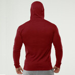Long Sleeve Form Fitting Hoodie // Solid Wine Red (M)
