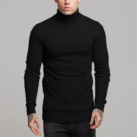 Long Sleeve Trutle Neck Sweater // Black (XS)