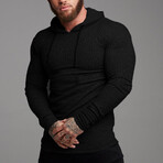 Long Sleeve Form Fitting Hoodie // Black (XS)