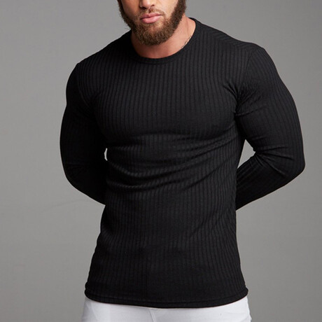 Long Sleeve Crew Neck Shirt // Black (XS)
