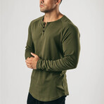Long Sleeve Henley Shirt // Olive Green (XS)