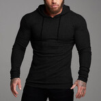 Long Sleeve Form Fitting Hoodie // Black (XS)