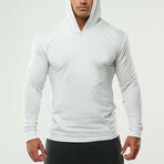 Long Sleeve Form Fitting Hoodie // Solid White (S)