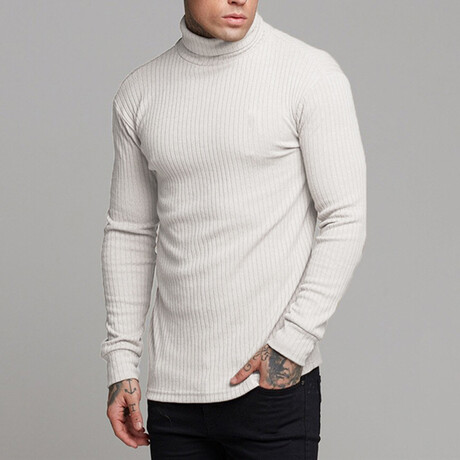 Long Sleeve Trutle Neck Sweater // White (XS)