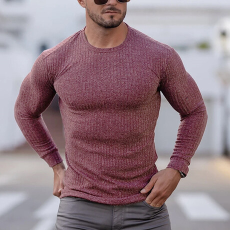 Long Sleeve Crew Neck Shirt // Red (XS)