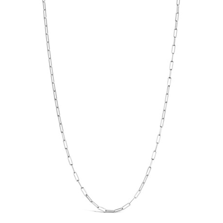 14K White Gold Mini Paper Clip Necklace