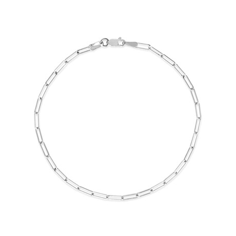 14K White Gold Mini Paper Clip Bracelet