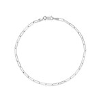 14K White Gold Mini Paper Clip Bracelet