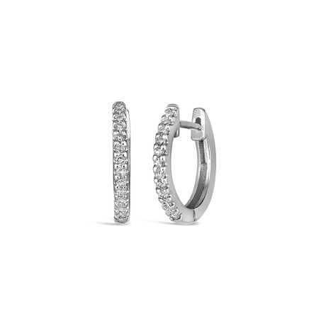 14K White Gold Classic Diamond Huggies