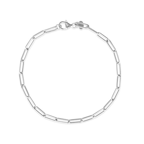 14K White Gold Chunky Paper Clip Bracelet
