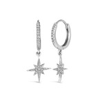 14K White Gold Diamond Sunburst Huggies