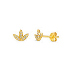 14K Yellow Gold Diamond Marquise Cluster Studs