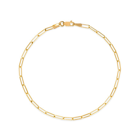 14K Yellow Gold Mini Paper Clip Bracelet