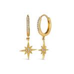 14K Yellow Gold Diamond Sunburst Huggies