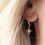 14K Yellow Gold Diamond Sunburst Huggies