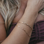 14K Yellow Gold Mini Paper Clip Bracelet