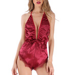 Lace Halter Bodysuit // Red (XS)