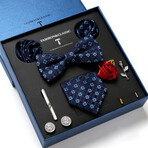 8 Pc Tie & Accesory Set // Blue with Blue Gemetric Patterns