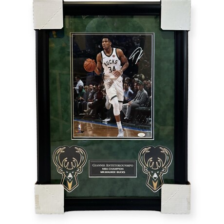 Giannis Antetokounmpo // Milwaukee Bucks // Autographed Photograph + Framed