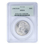 1918 Lincoln Commemorative Half Dollar // PCGS Certified MS64 // Deluxe Collector's Pouch