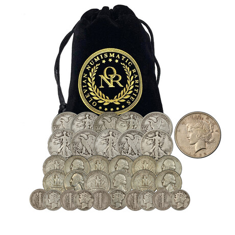 $10 Face Value 90% Silver Collector's Bag // Dimes, Quarters, Halves, Dollar // Deluxe Collector's Pouch