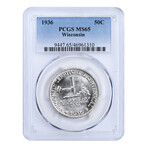 1936 Wisconsin Commemorative Half Dollar // PCGS Certified MS65 // Deluxe Collector's Pouch
