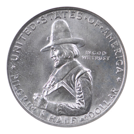 1920 Pilgrim Commemorative Silver Half Dollar // NGC Certified MS65 // Deluxe Collector's Pouch