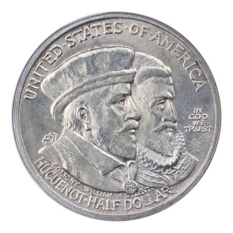 1924 Huguenot Commemorative Half Dollar // NGC Certified MS65 // Deluxe Collector's Pouch