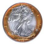 1991 1 oz American Silver Eagle // PCGS Certified MS68 // Pumpkin Spice Toning