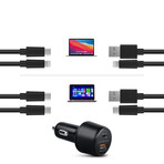 SpeedMax65 65W USB-C PD + USB Laptop Car Charger with Quick Charge 3.0 // Black