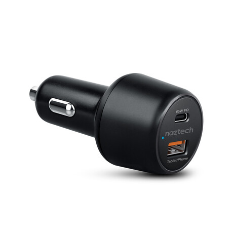 SpeedMax65 65W USB-C PD + USB Laptop Car Charger with Quick Charge 3.0 // Black