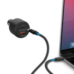 SpeedMax65 65W USB-C PD + USB Laptop Car Charger with Quick Charge 3.0 // Black