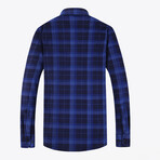 Long Sleeve Flannel Shirt // Dark Blue (M)