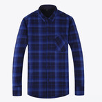 Long Sleeve Flannel Shirt // Dark Blue (M)