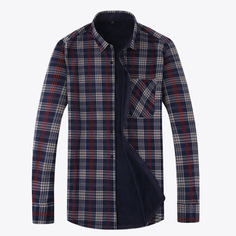 Long Sleeve Flannel Shirt // Blue (XS)