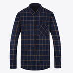 Long Sleeve Flannel Shirt // Navy Blue (XL)