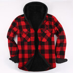 Hooded Flannel Jacket // Red (XL)