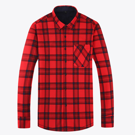 Long Sleeve Flannel Shirt // Red (XS)