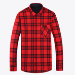 Long Sleeve Flannel Shirt // Red (S)