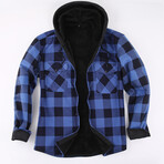 Hooded Flannel Jacket // Blue (3XL)